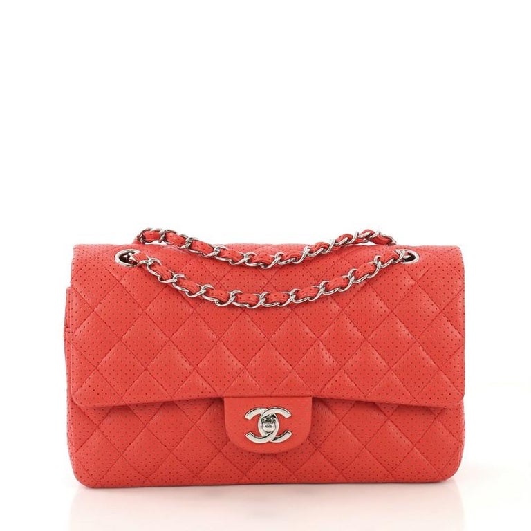 Chanel Classic Double Flap Bag Quilted Perforated Lambskin Medium at  1stDibs