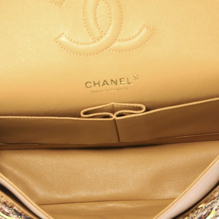 Chanel Classic Double Flap Bag Quilted Tweed and Ribbon Medium at 1stDibs