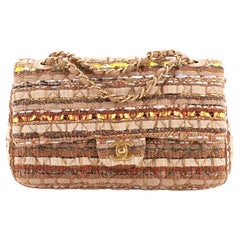 Chanel Classic Double Flap Bag Quilted Tweed and Ribbon Medium