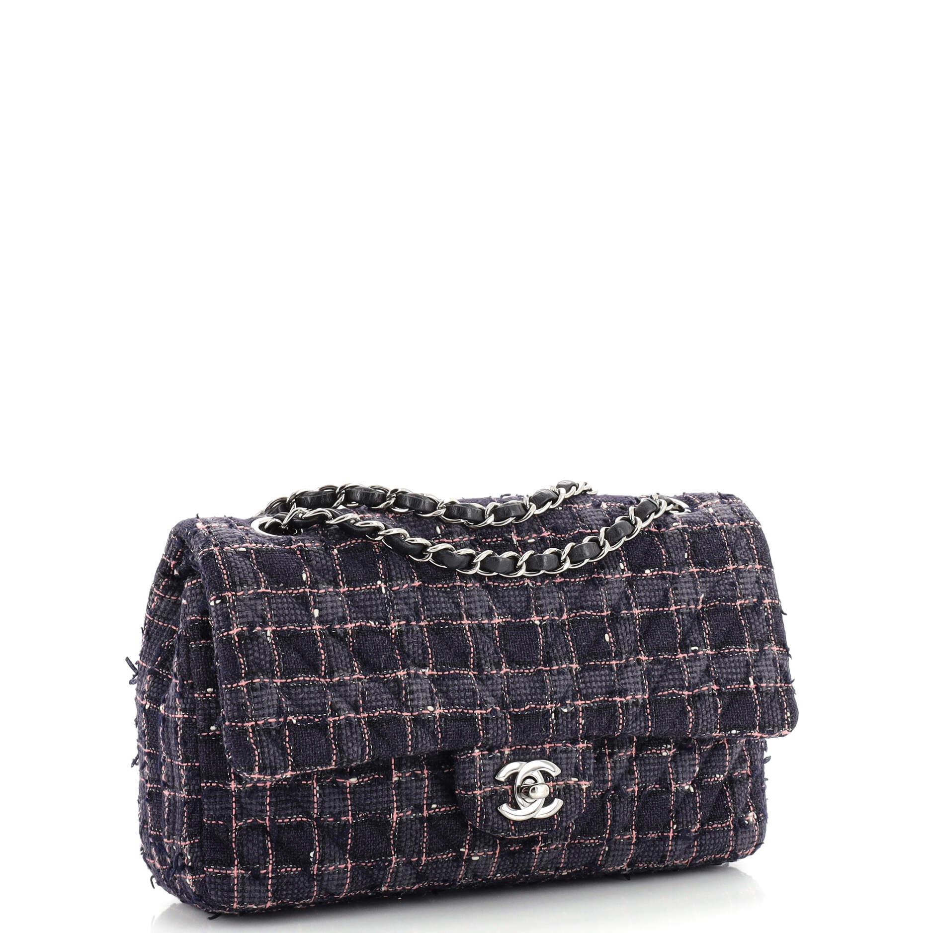 Chanel Classic Double Flap Bag Quilted Tweed Medium In Good Condition In NY, NY