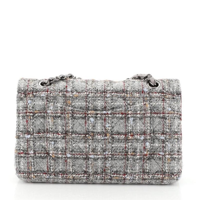 Chanel Classic Double Flap Bag Quilted Tweed Medium at 1stDibs  chanel  tweed double flap bag, chanel grey tweed bag, chanel tweed flap