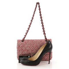 Chanel Classic Double Flap Bag Quilted Tweed with Velvet Medium