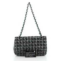 Chanel Classic Double Flap Bag Quilted Tweed with Velvet Medium