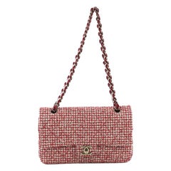 Chanel Classic Double Flap Bag Quilted Tweed with Velvet Medium