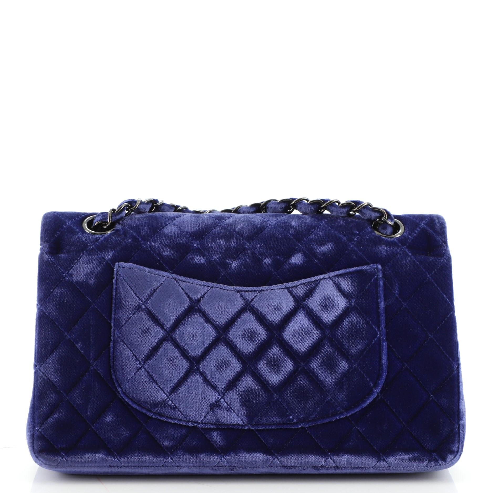 Chanel Classic Double Flap Bag Quilted Velvet Medium In Fair Condition In NY, NY