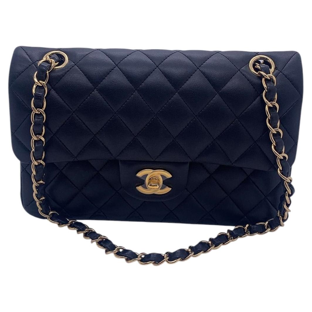 Chanel Classic Double Flap Bag Small Gold Chain Shoulder Bag Black Italy