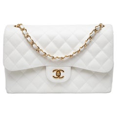 Chanel Classic Double Flap Bag, Small, White Caviar with Gold-Toned Hardware