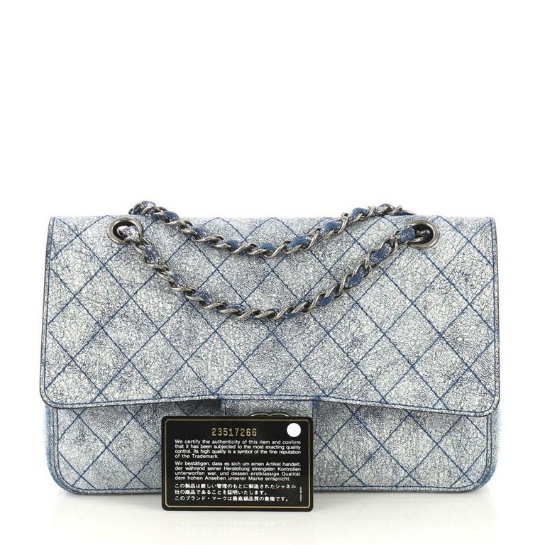 Chanel Classic Double Flap Bag Stitched Crackled Calfskin Medium