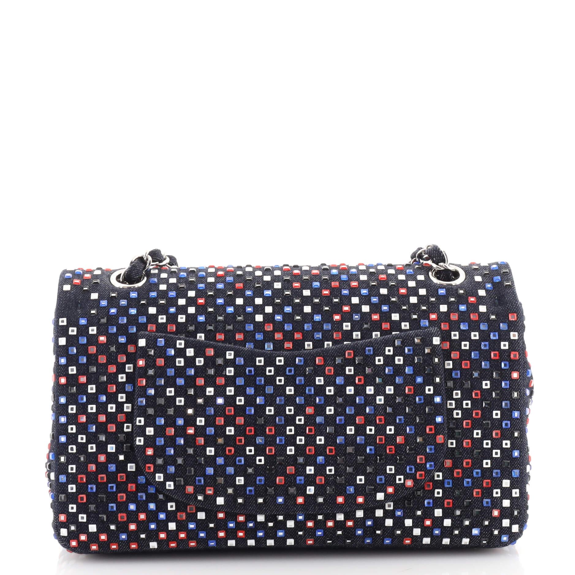 Women's or Men's Chanel  Classic Double Flap Bag Strass Embellished Denim Medium