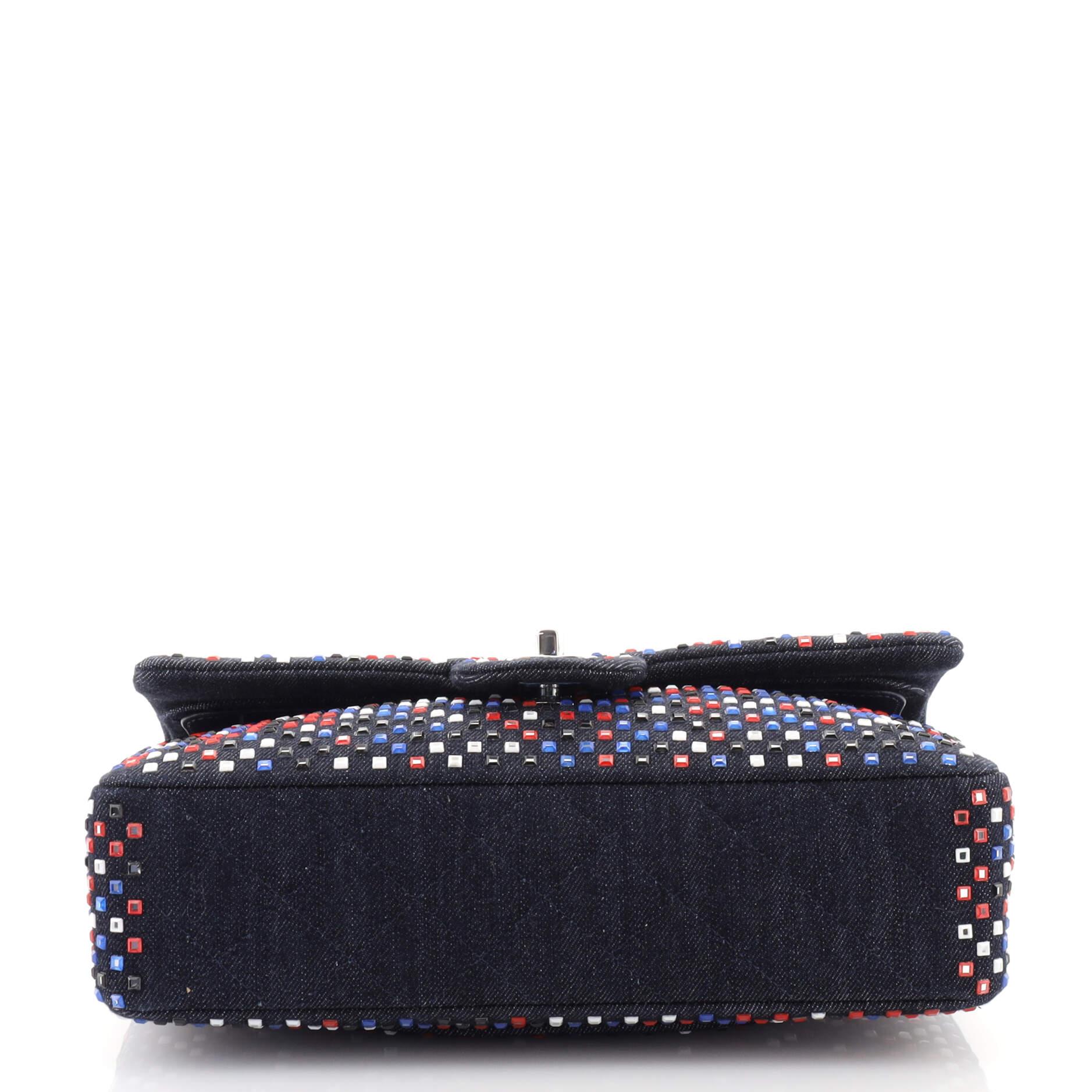Chanel  Classic Double Flap Bag Strass Embellished Denim Medium 1