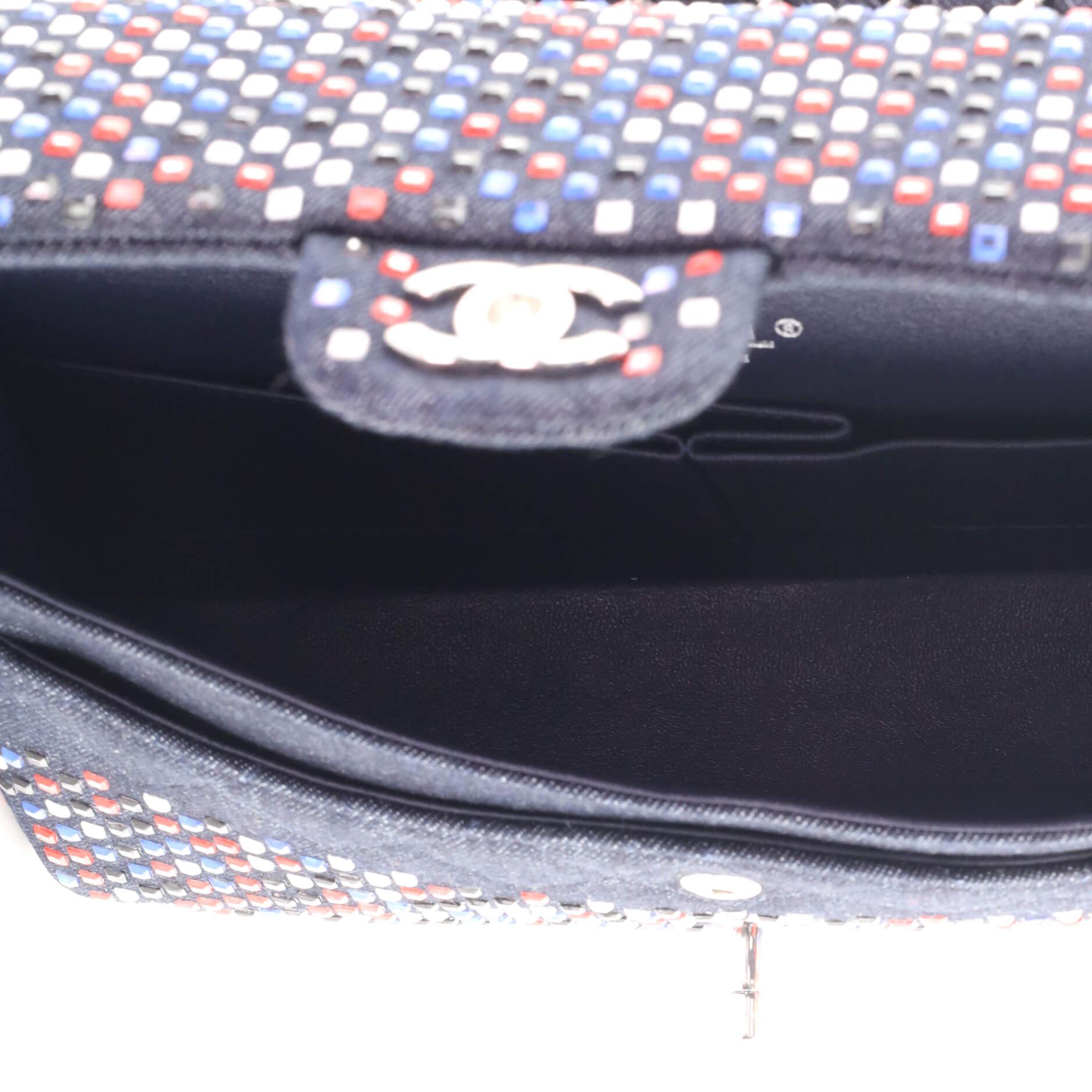 Chanel  Classic Double Flap Bag Strass Embellished Denim Medium 2