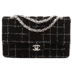 Chanel Classic Double Flap Bag Tweed and Quilted Lambskin Medium