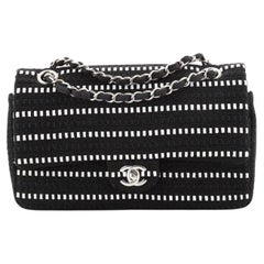 Chanel Classic Double Flap Bag Tweed and Ribbon Medium