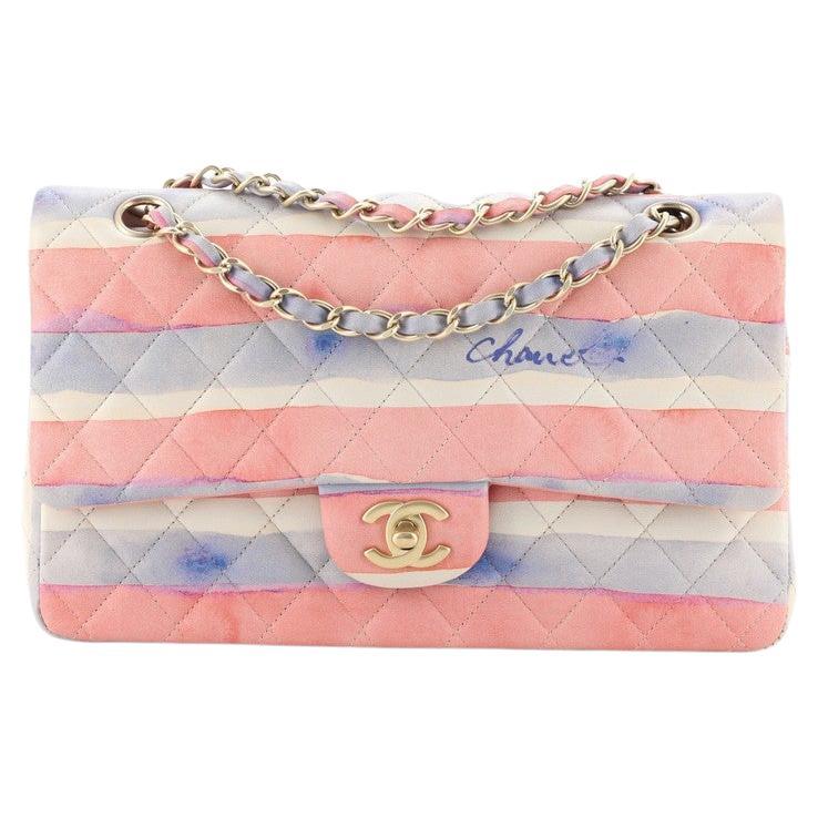 Chanel Classic Double Flap Bag Watercolor Print Quilted Lambskin Medium at  1stDibs