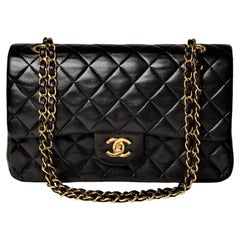 Vintage Chanel Classic Double Flap FULL-SET Black Quilted Lambskin Bag