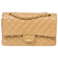 Vintage Chanel Classic Double Flap in Beige calf leather