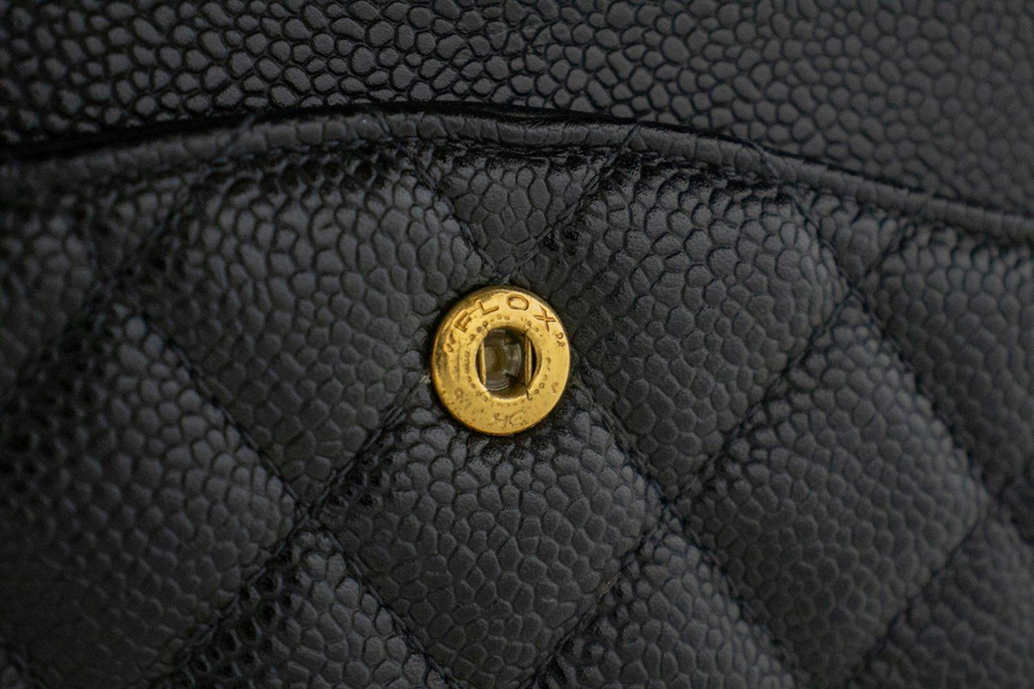 CHANEL Classic Double Flap Medium Chain Shoulder Bag Black Caviar 11