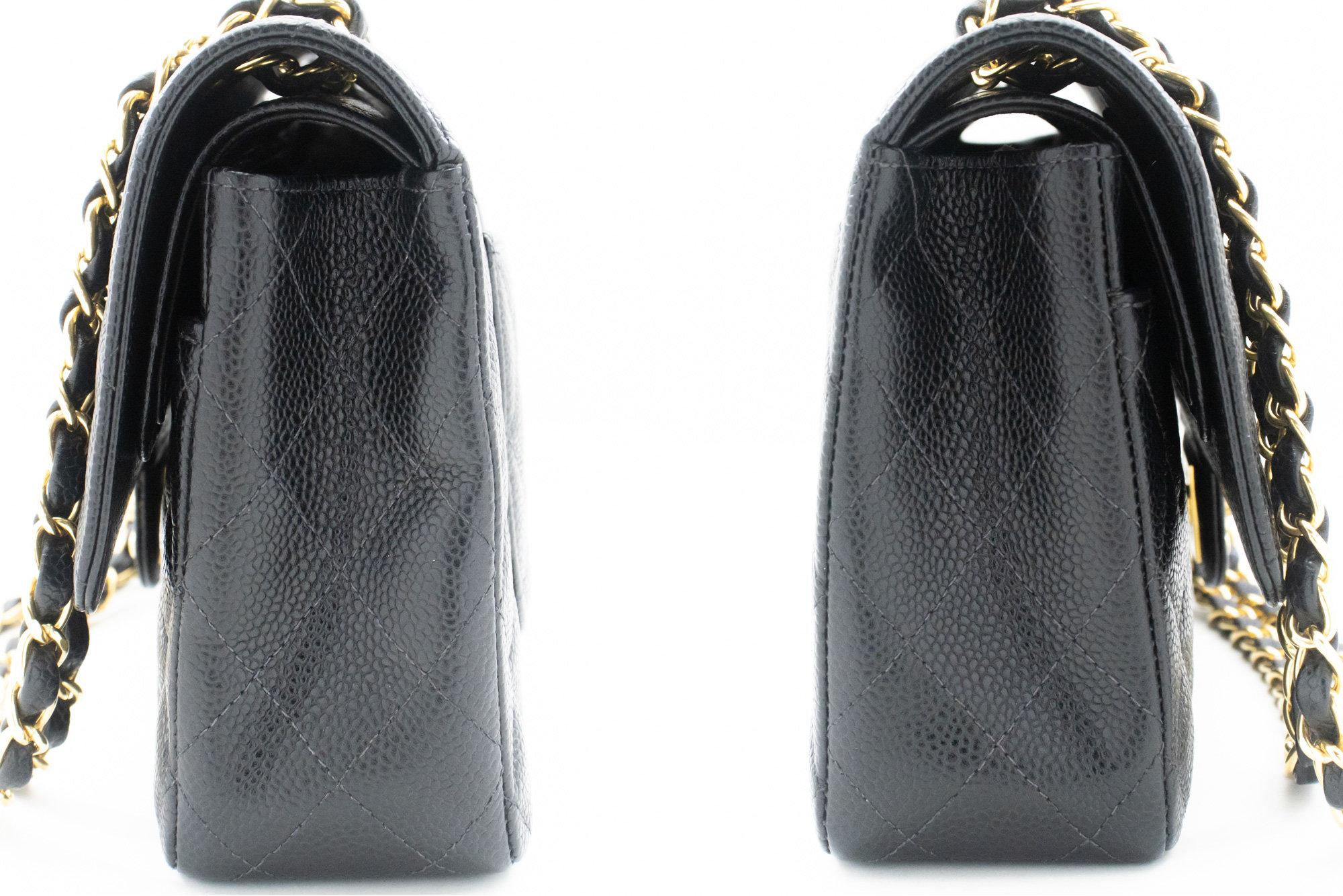 CHANEL Classic Double Flap Medium Chain Shoulder Bag Black Caviar 1