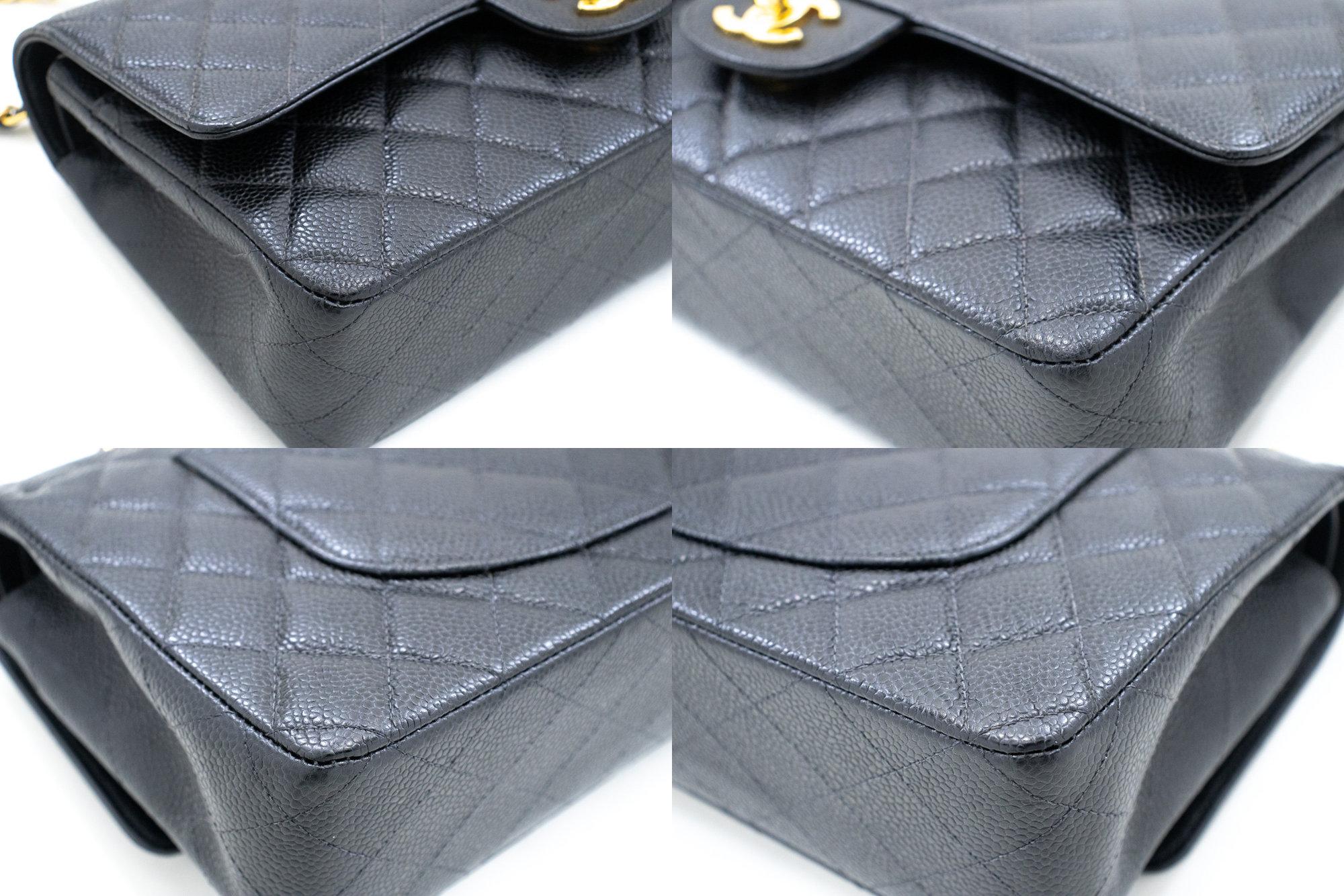 CHANEL Classic Double Flap Medium Chain Shoulder Bag Black Caviar 2