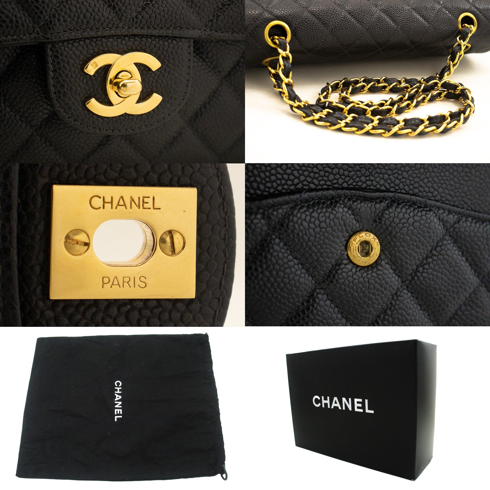 CHANEL Classic Double Flap Medium Chain Shoulder Bag Black Caviar 3