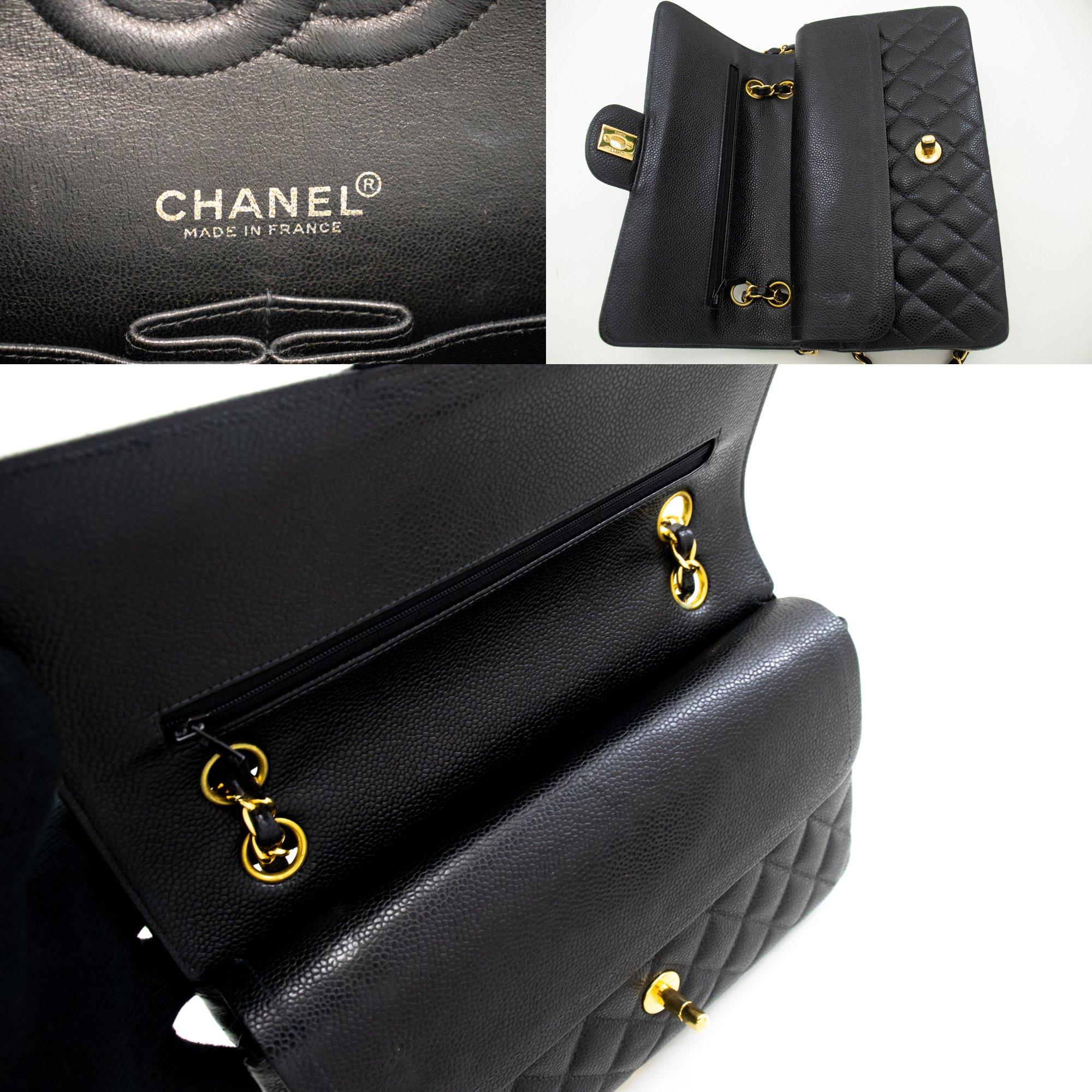 CHANEL Classic Double Flap Medium Chain Shoulder Bag Black Caviar 4