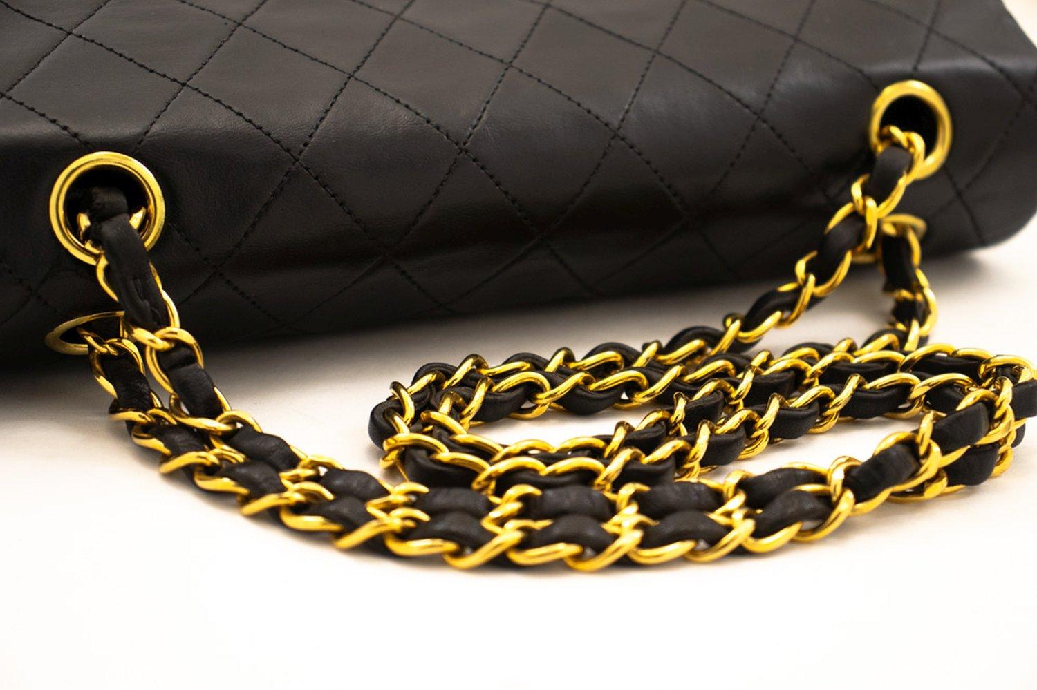 CHANEL Classic Double Flap Medium Chain Shoulder Bag Black Lamb 9