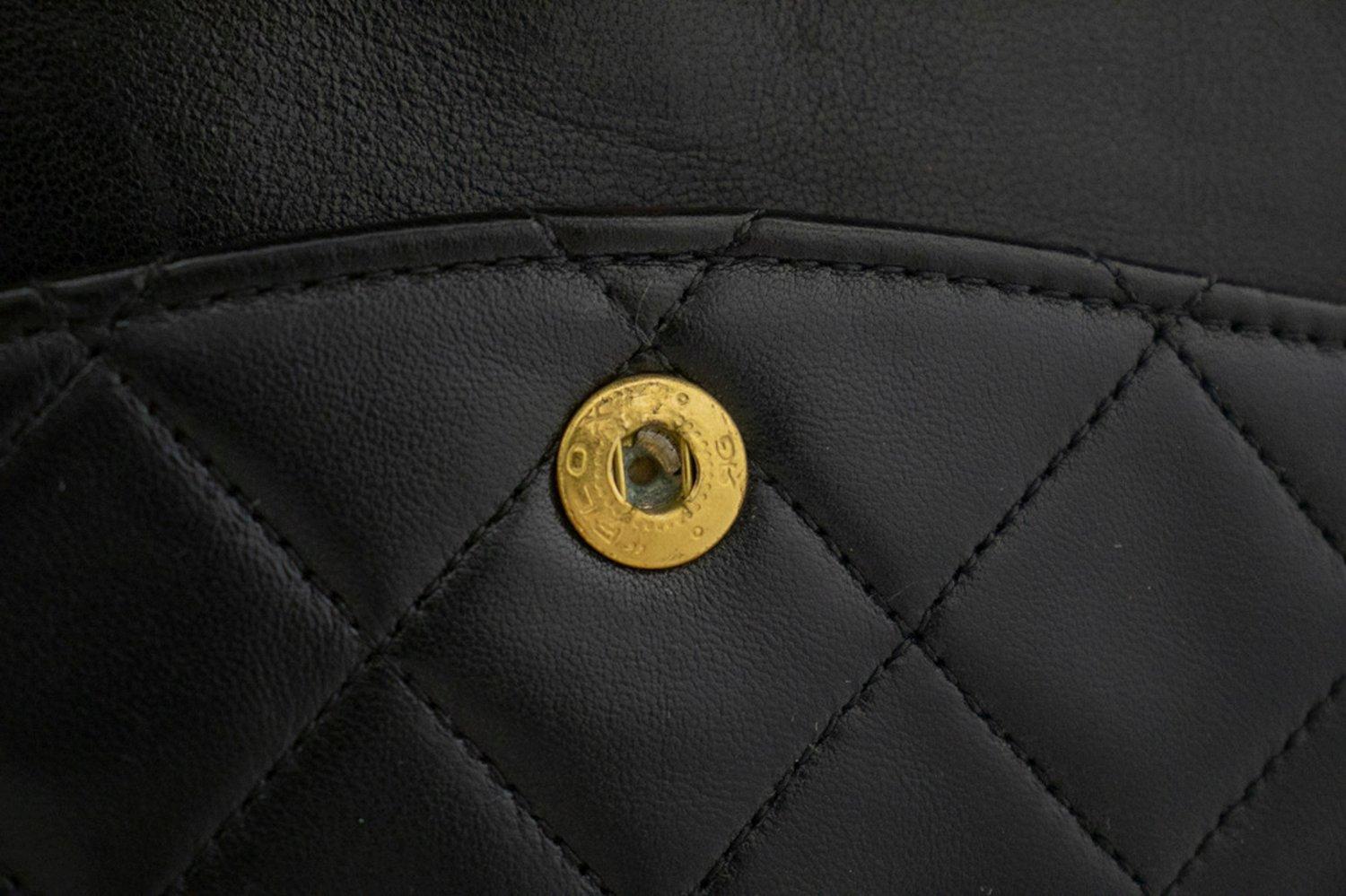 CHANEL Classic Double Flap Medium Chain Shoulder Bag Black Lamb 11