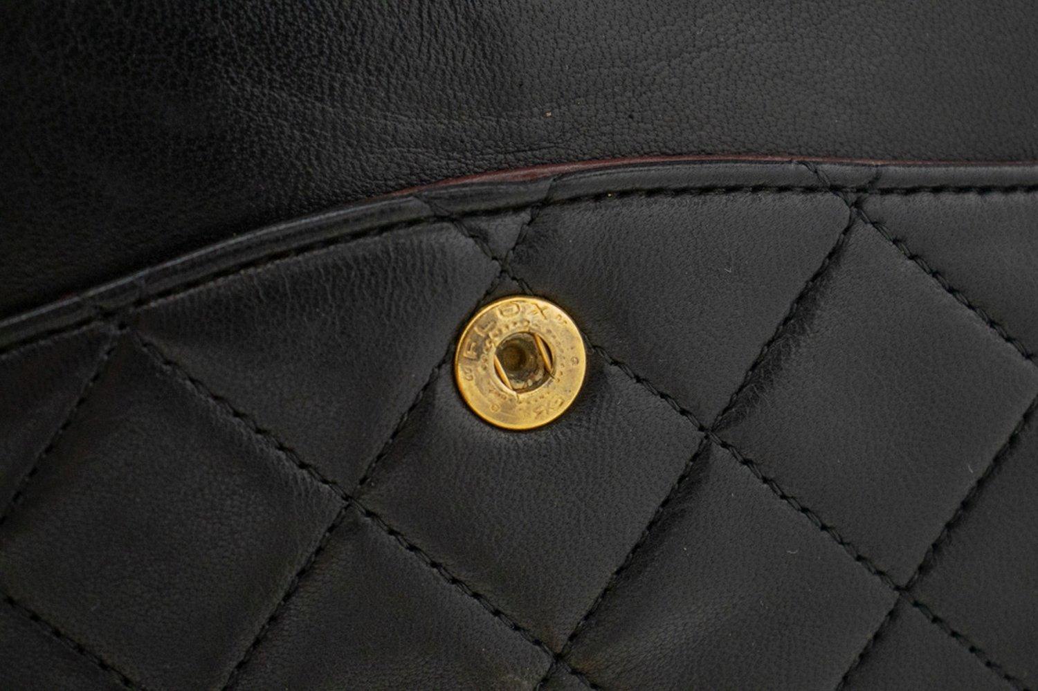 CHANEL Classic Double Flap Medium Chain Shoulder Bag Black Lamb 11