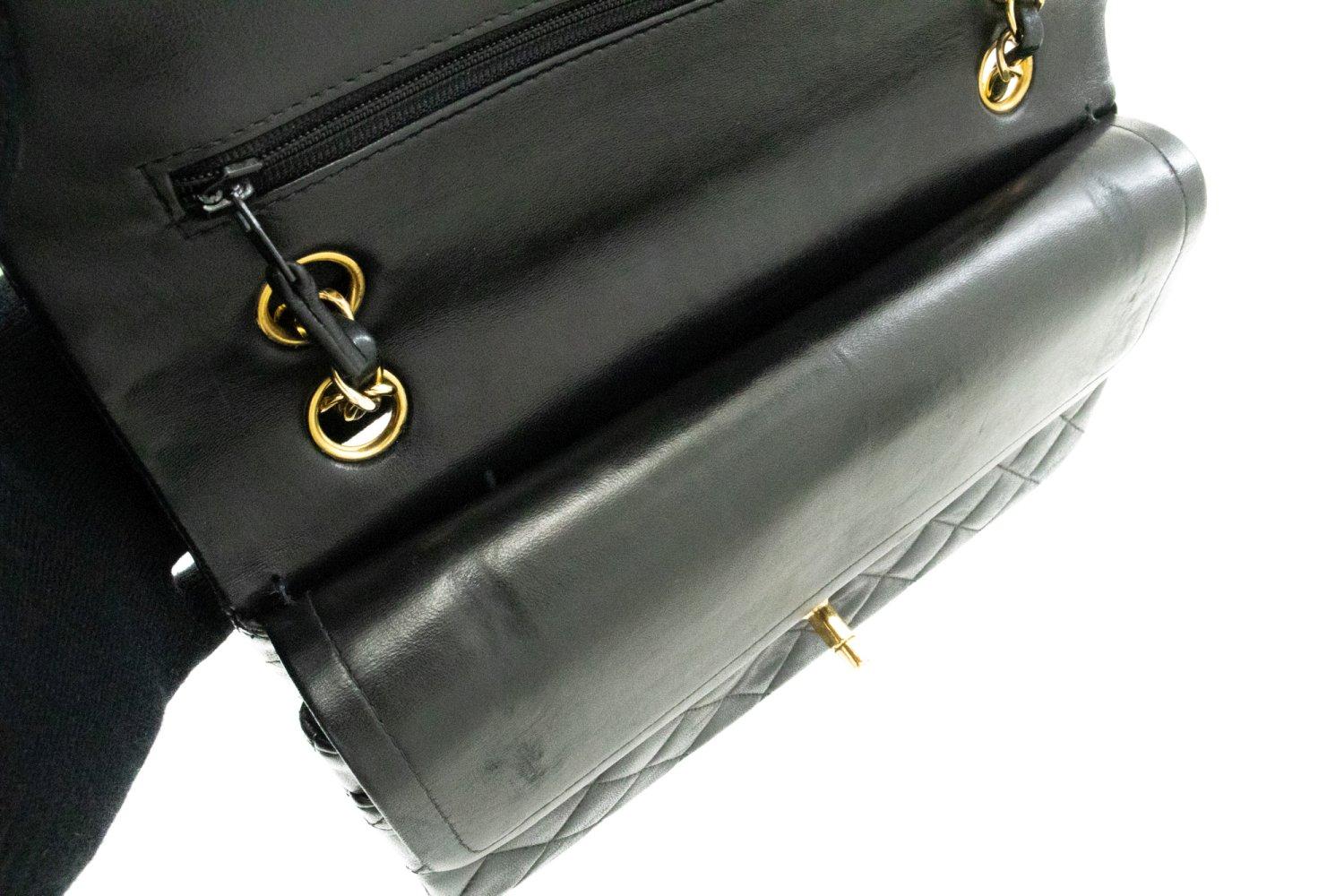 CHANEL Classic Double Flap Medium Chain Shoulder Bag Black Lamb For Sale 13