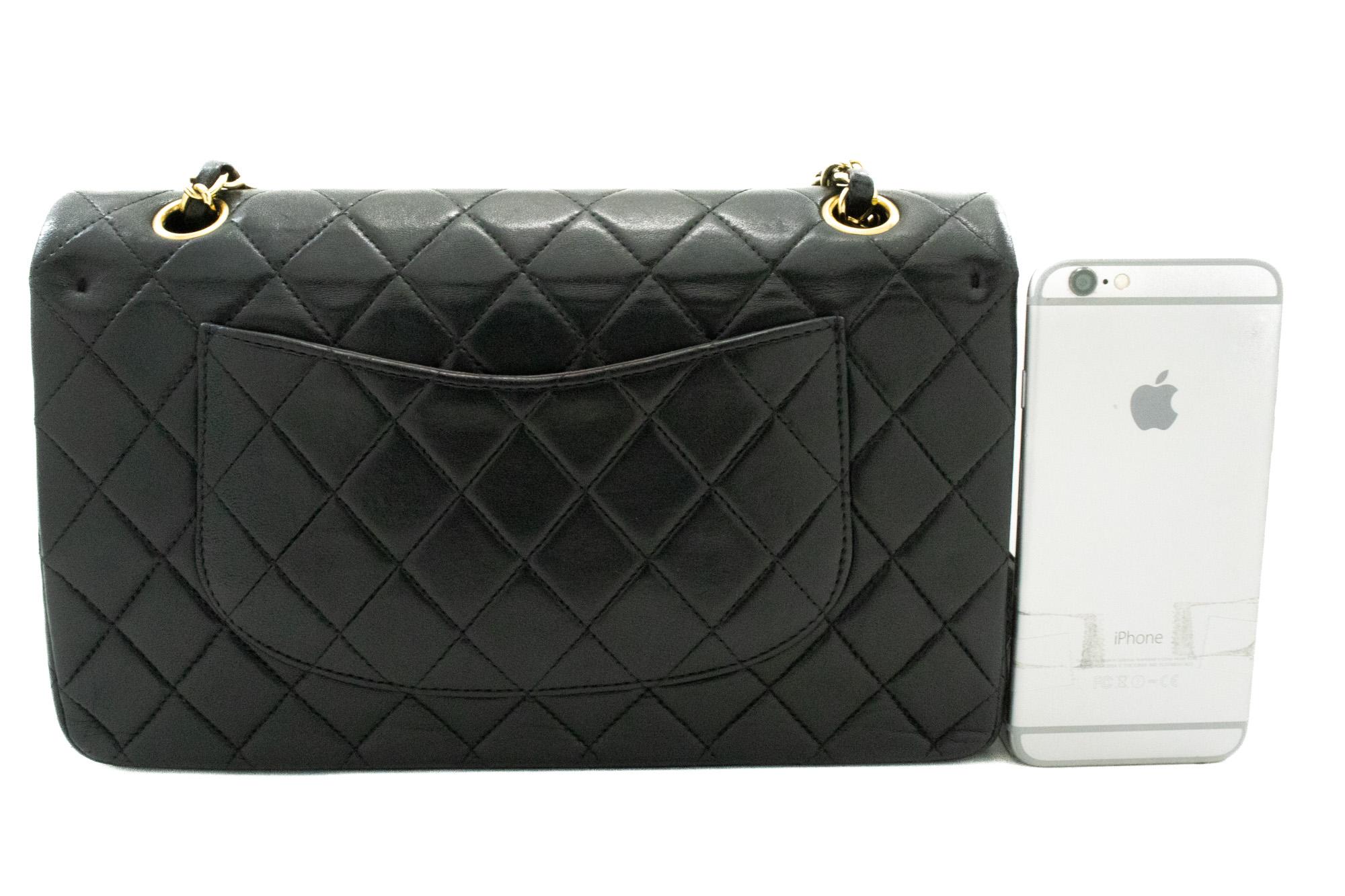 CHANEL Classic Double Flap Medium Chain Shoulder Bag Black Lamb In Good Condition For Sale In Takamatsu-shi, JP