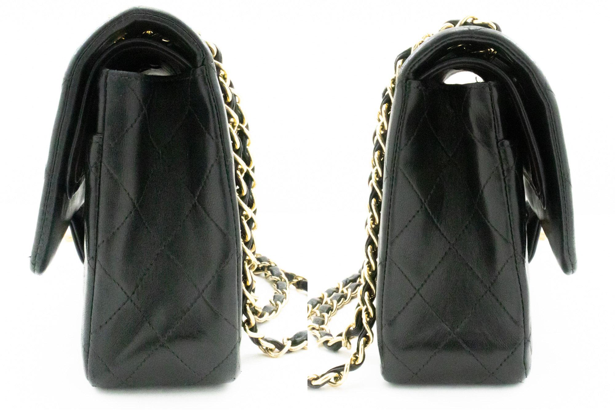 CHANEL Classic Double Flap Medium Chain Shoulder Bag Black Lamb For Sale 1