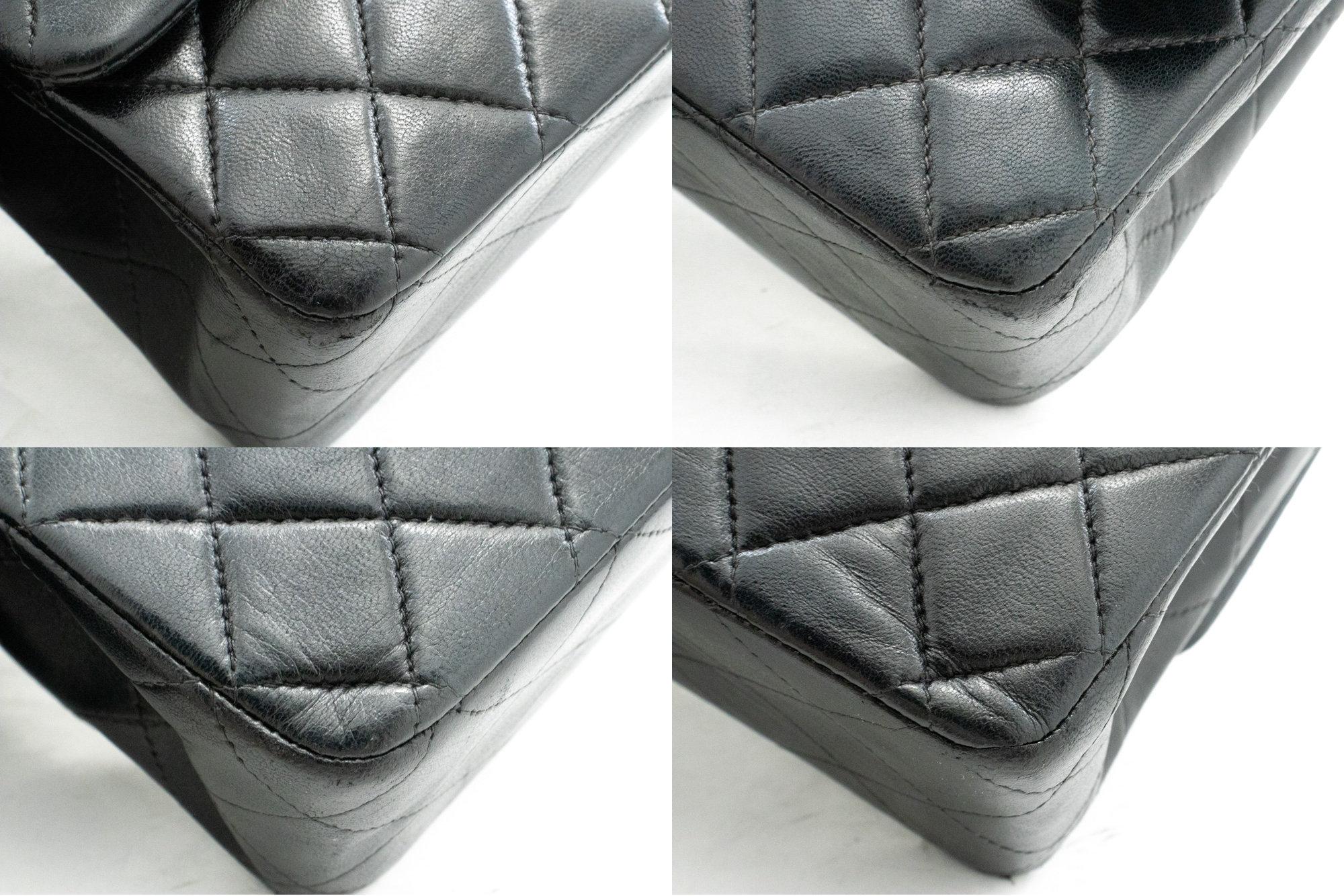 CHANEL Classic Double Flap Medium Chain Shoulder Bag Black Lamb For Sale 2