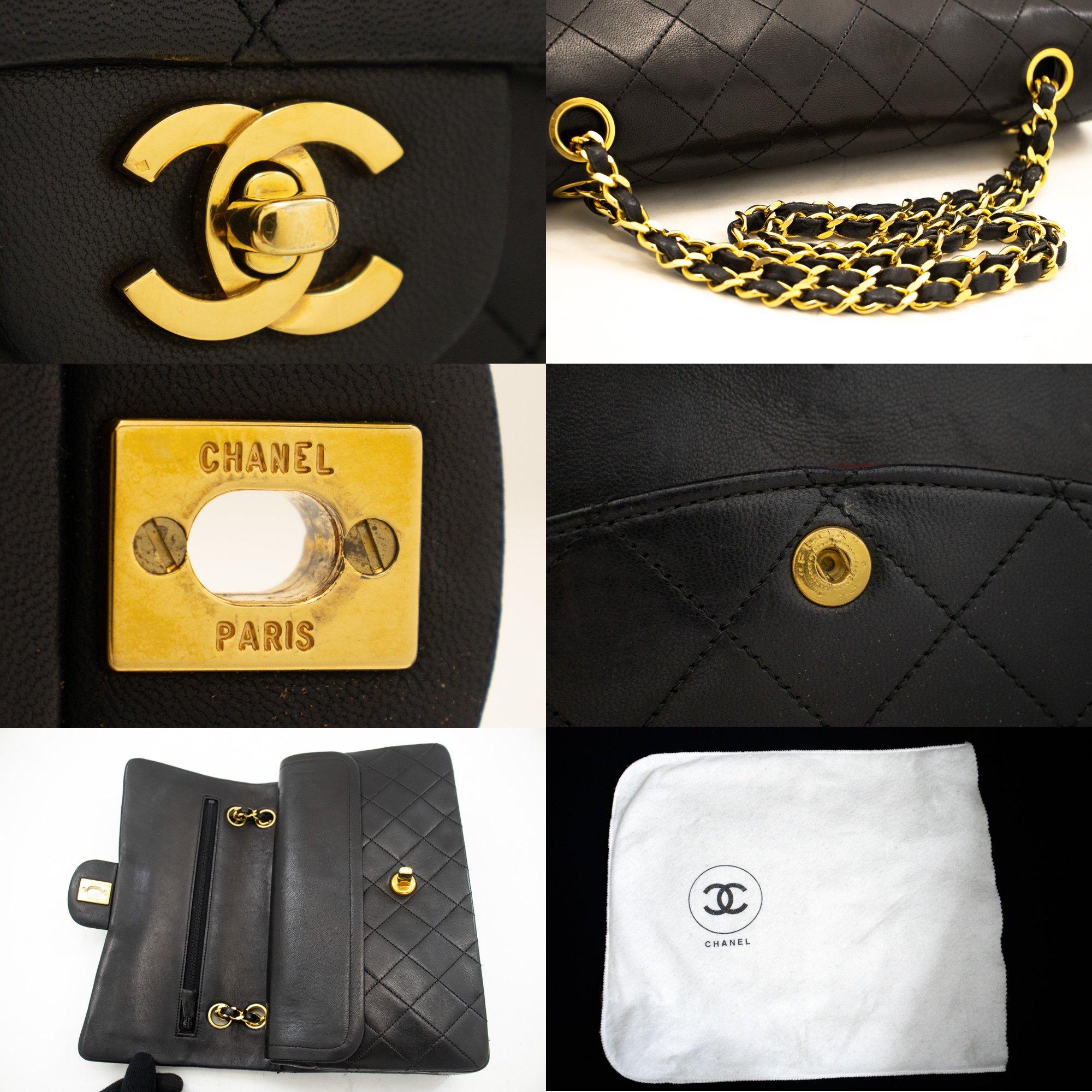 CHANEL Classic Double Flap Medium Chain Shoulder Bag Black Lamb 3
