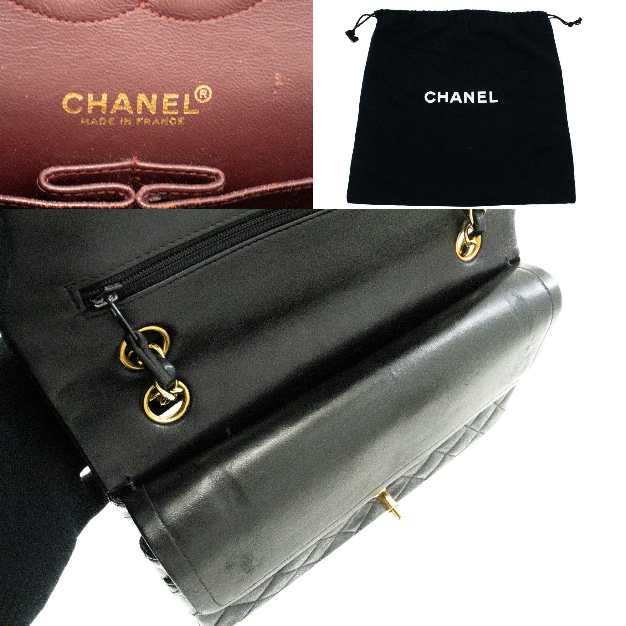 CHANEL Classic Double Flap Medium Chain Shoulder Bag Black Lamb For Sale 4