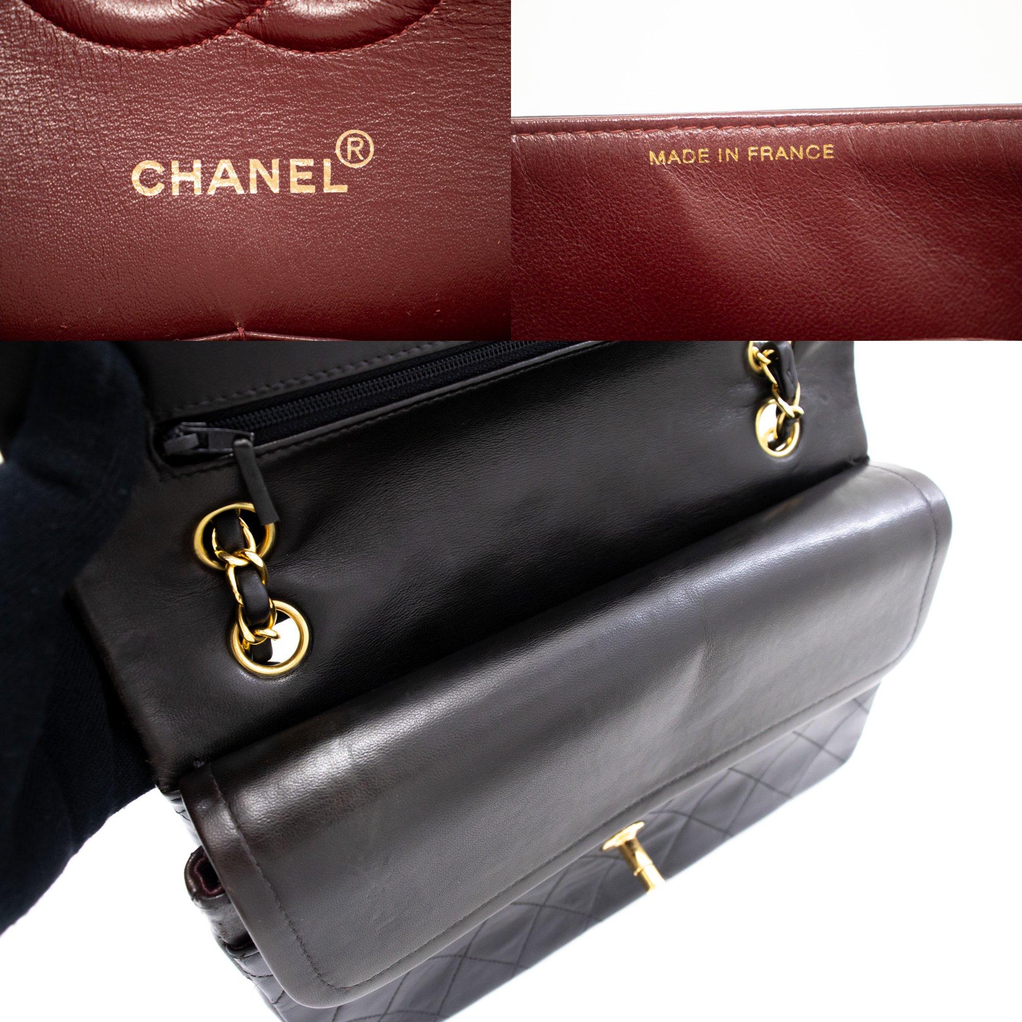 CHANEL Classic Double Flap Medium Chain Shoulder Bag Black Lamb 4