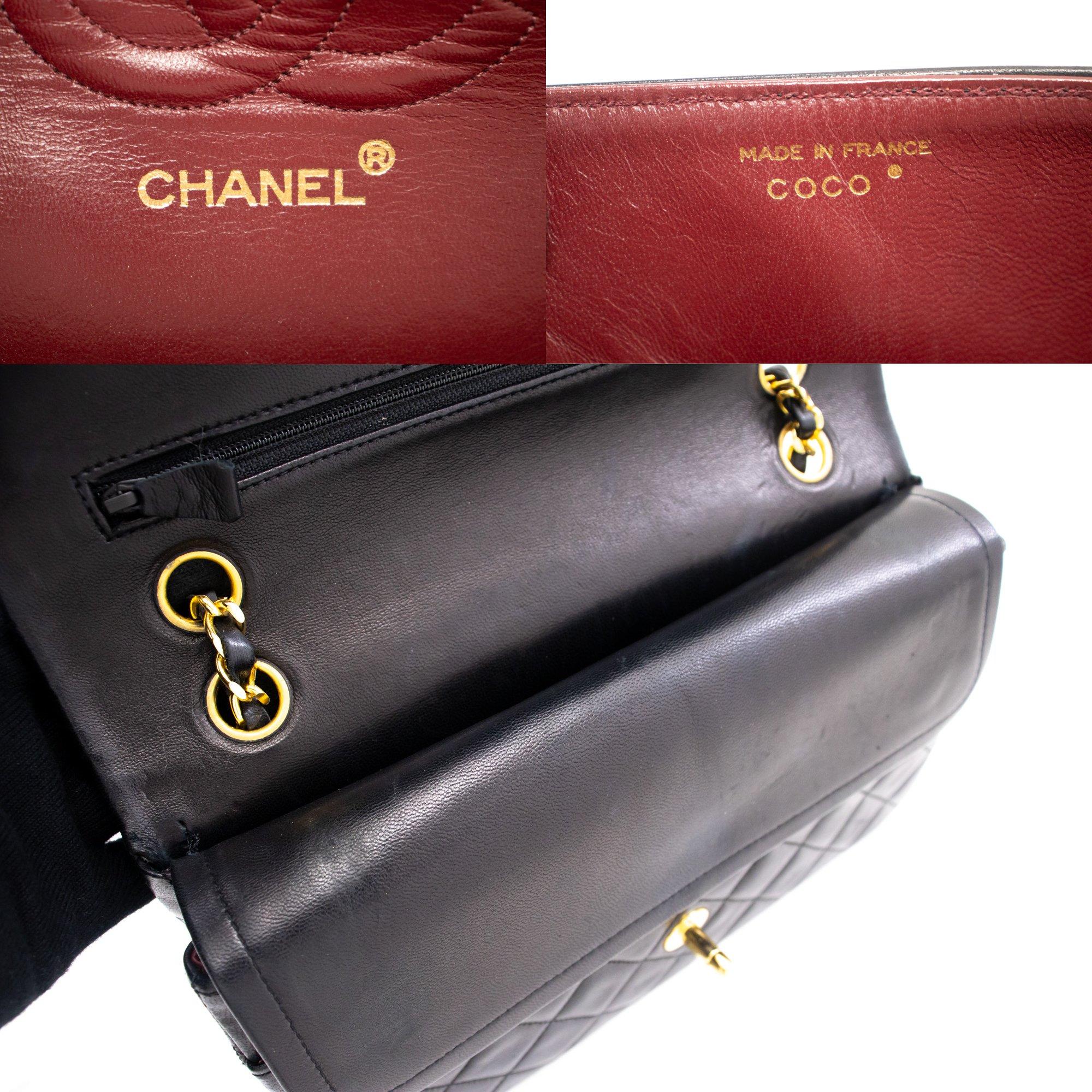 CHANEL Classic Double Flap Medium Chain Shoulder Bag Black Lamb 4