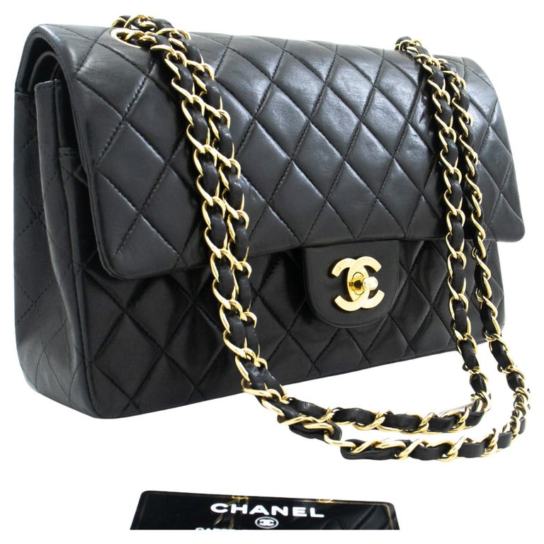 Chanel Black Diagonal Quilted Leather Medium Classic Single Flap Bag Chanel