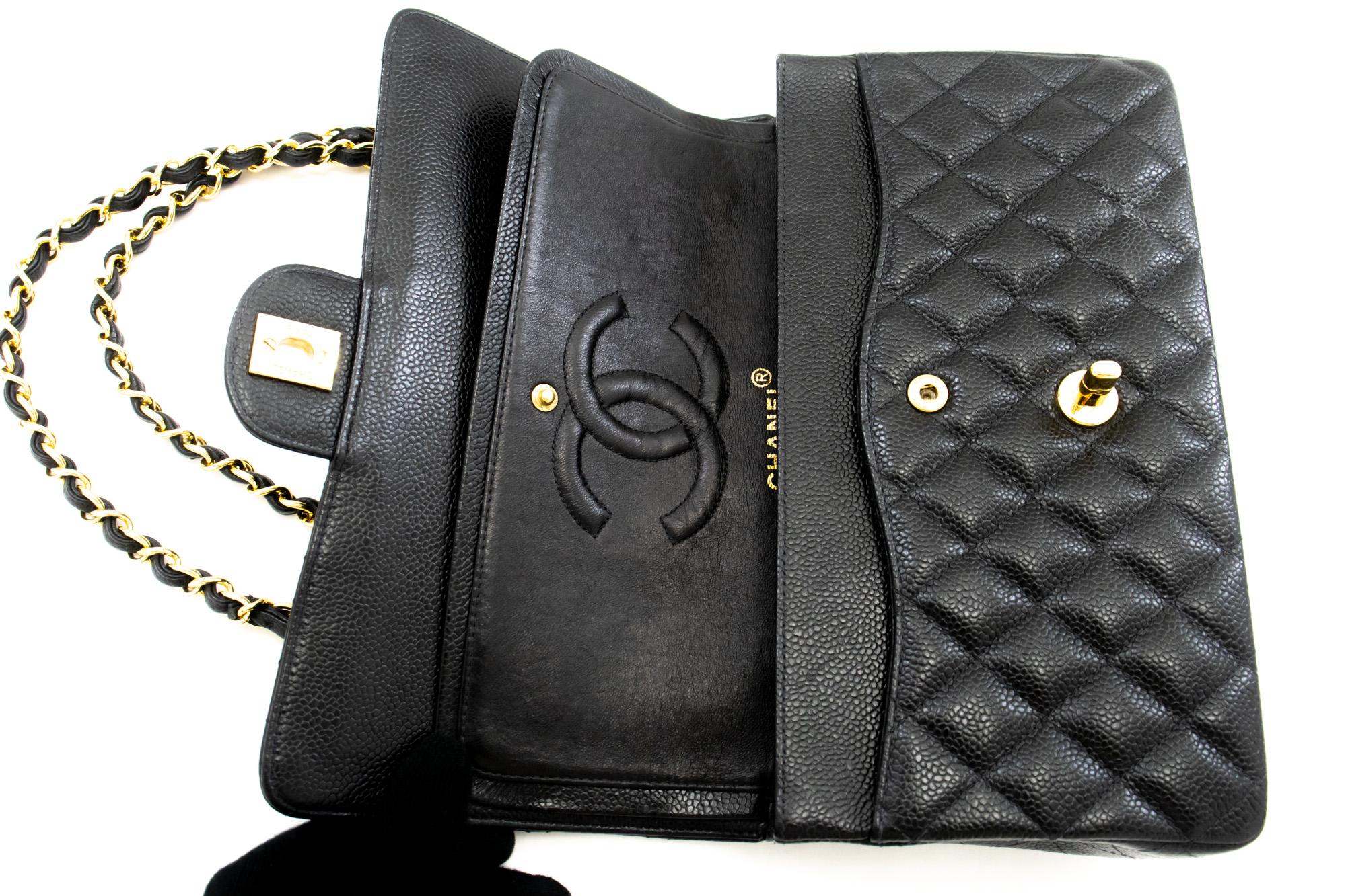 CHANEL Classic Double Flap Medium Chain Shoulder Bag Black Quilted 6