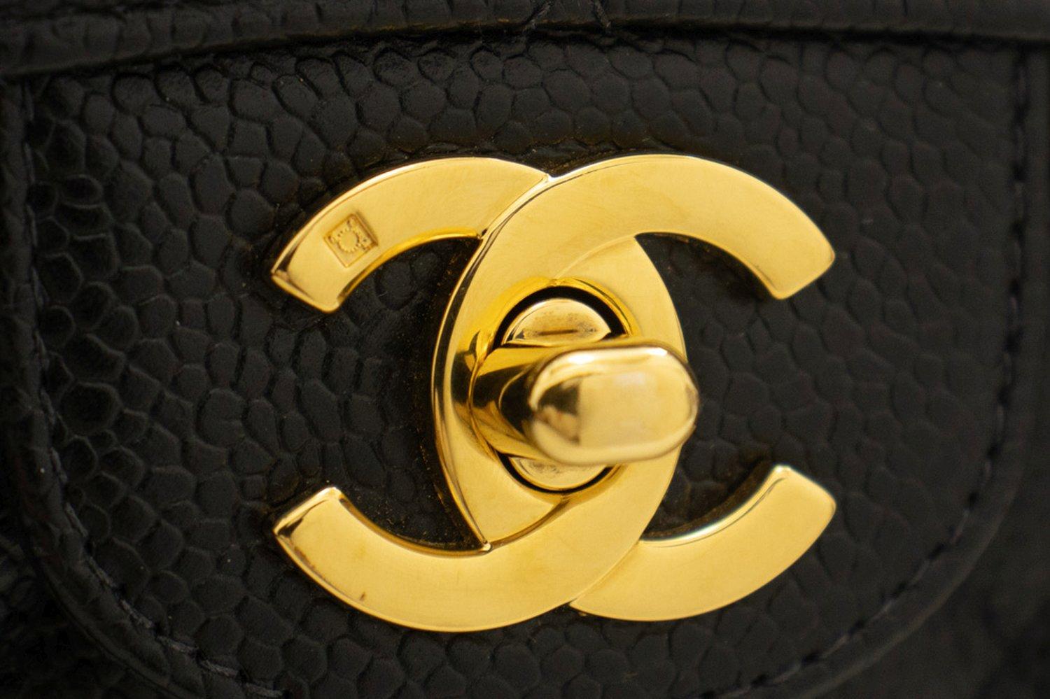 CHANEL Classic Double Flap Medium Chain Shoulder Bag Black Quilted 8