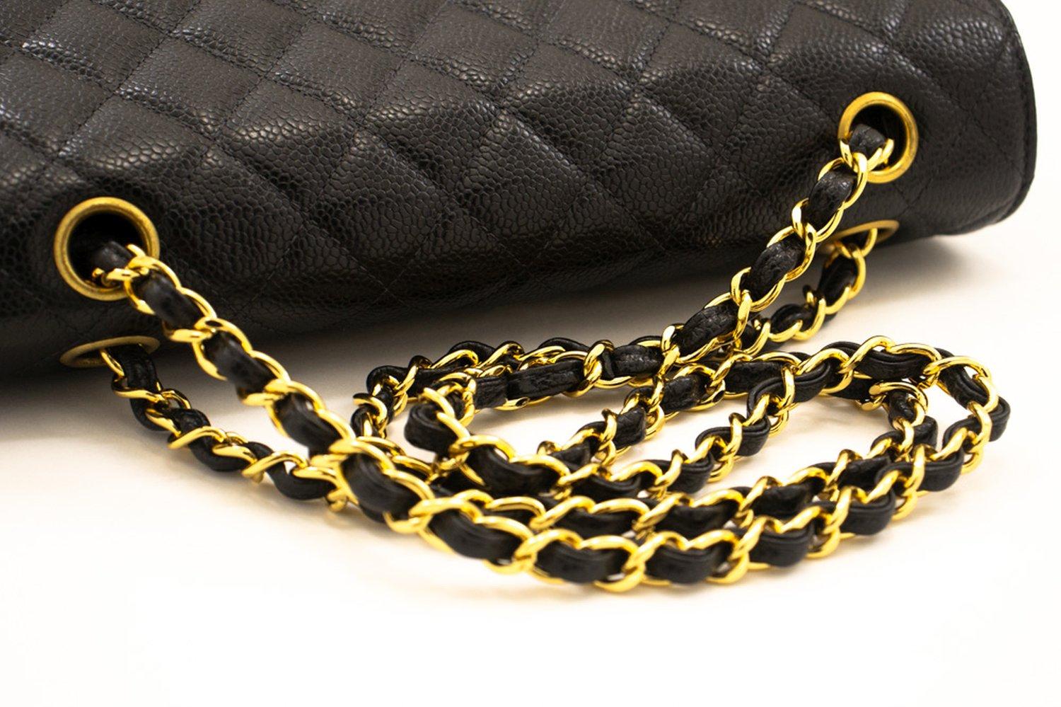 CHANEL Classic Double Flap Medium Chain Shoulder Bag Black Quilted 9