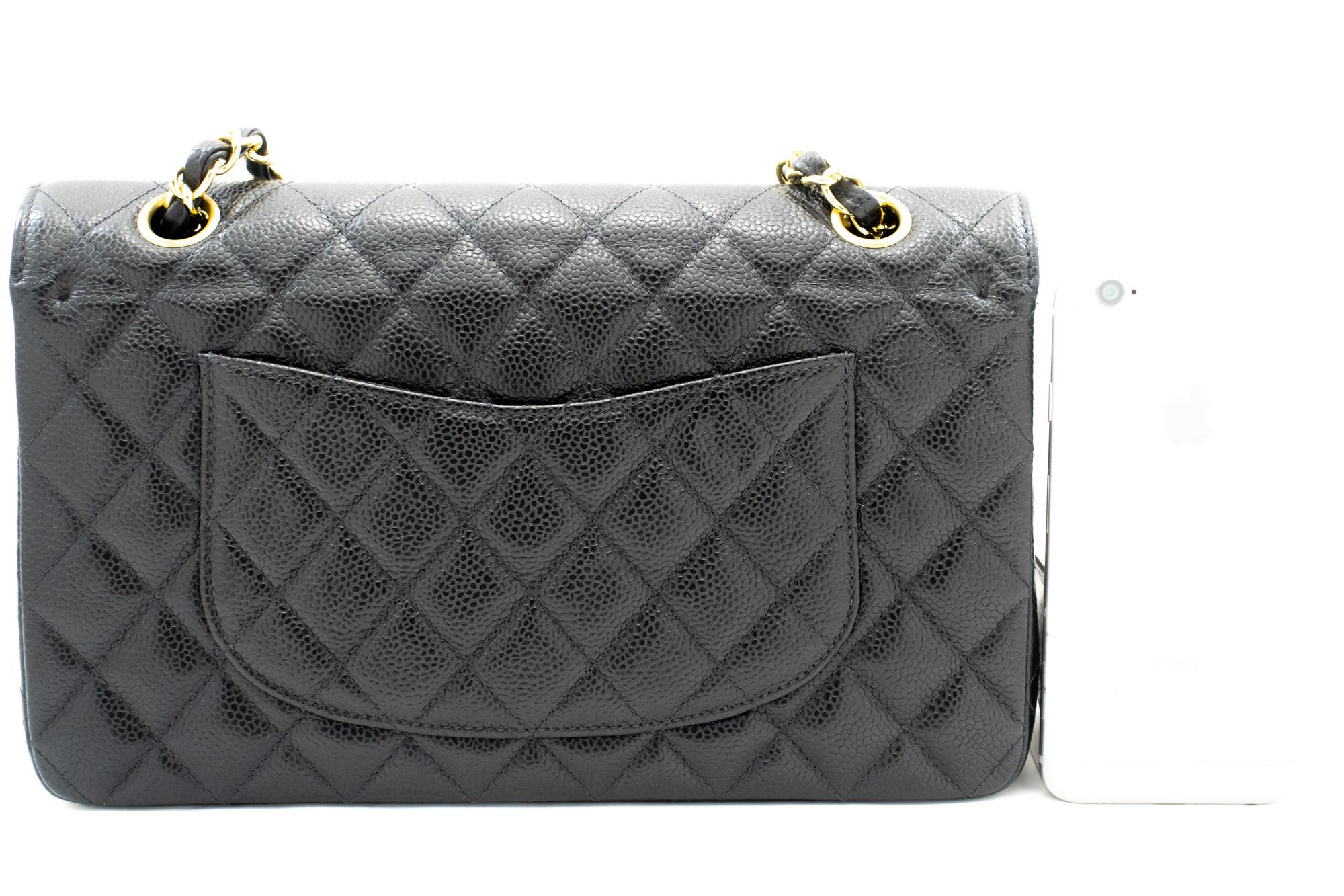 CHANEL Classic Double Flap Medium Chain Shoulder Bag Black Quilted In Excellent Condition In Takamatsu-shi, JP