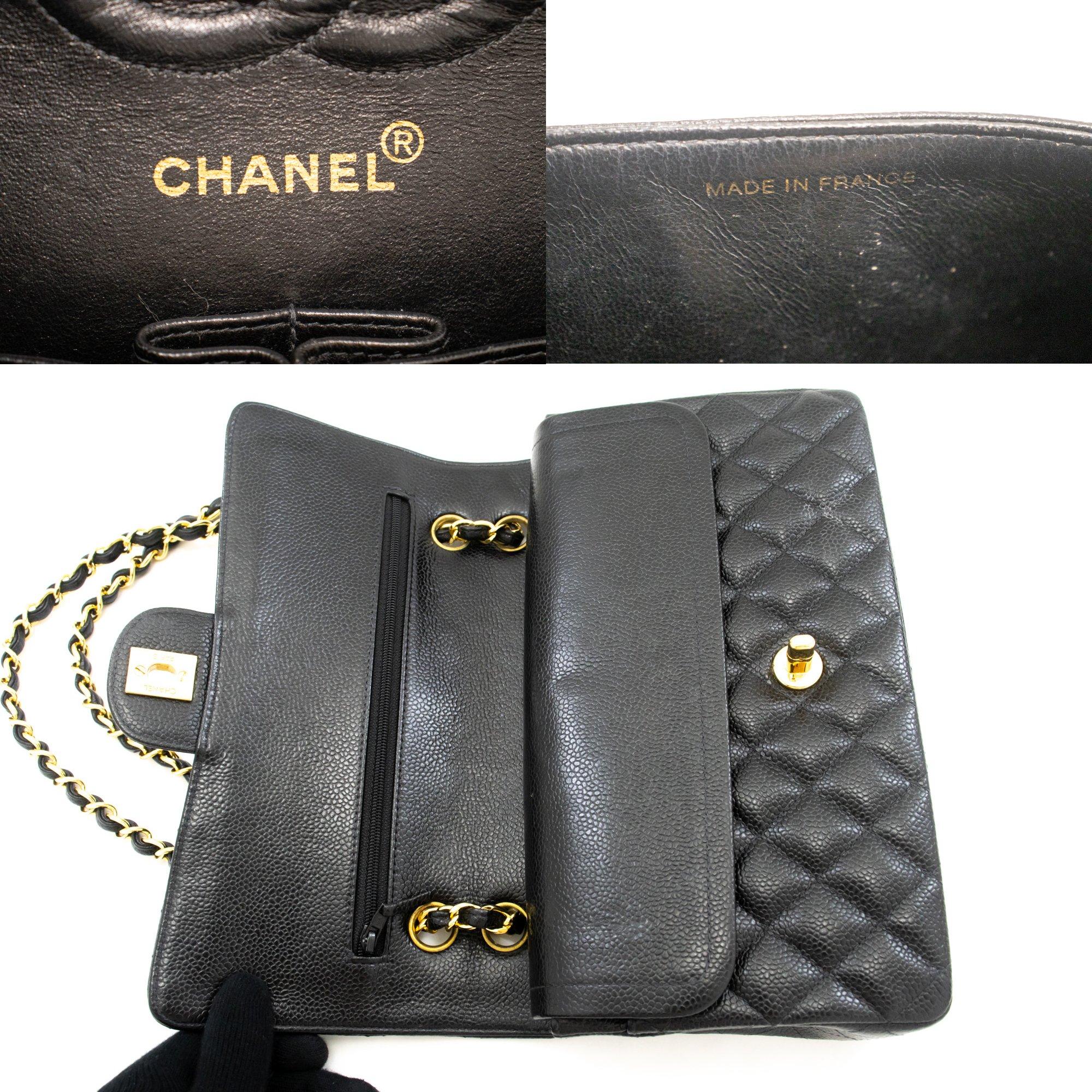 CHANEL Classic Double Flap Medium Chain Shoulder Bag Black Quilted 4