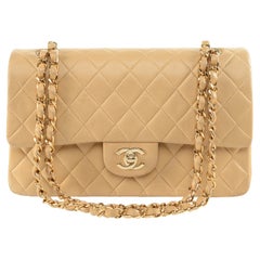 Chanel Classic Double Flap Medium Lambskin RARE Beige Gold Hardware
