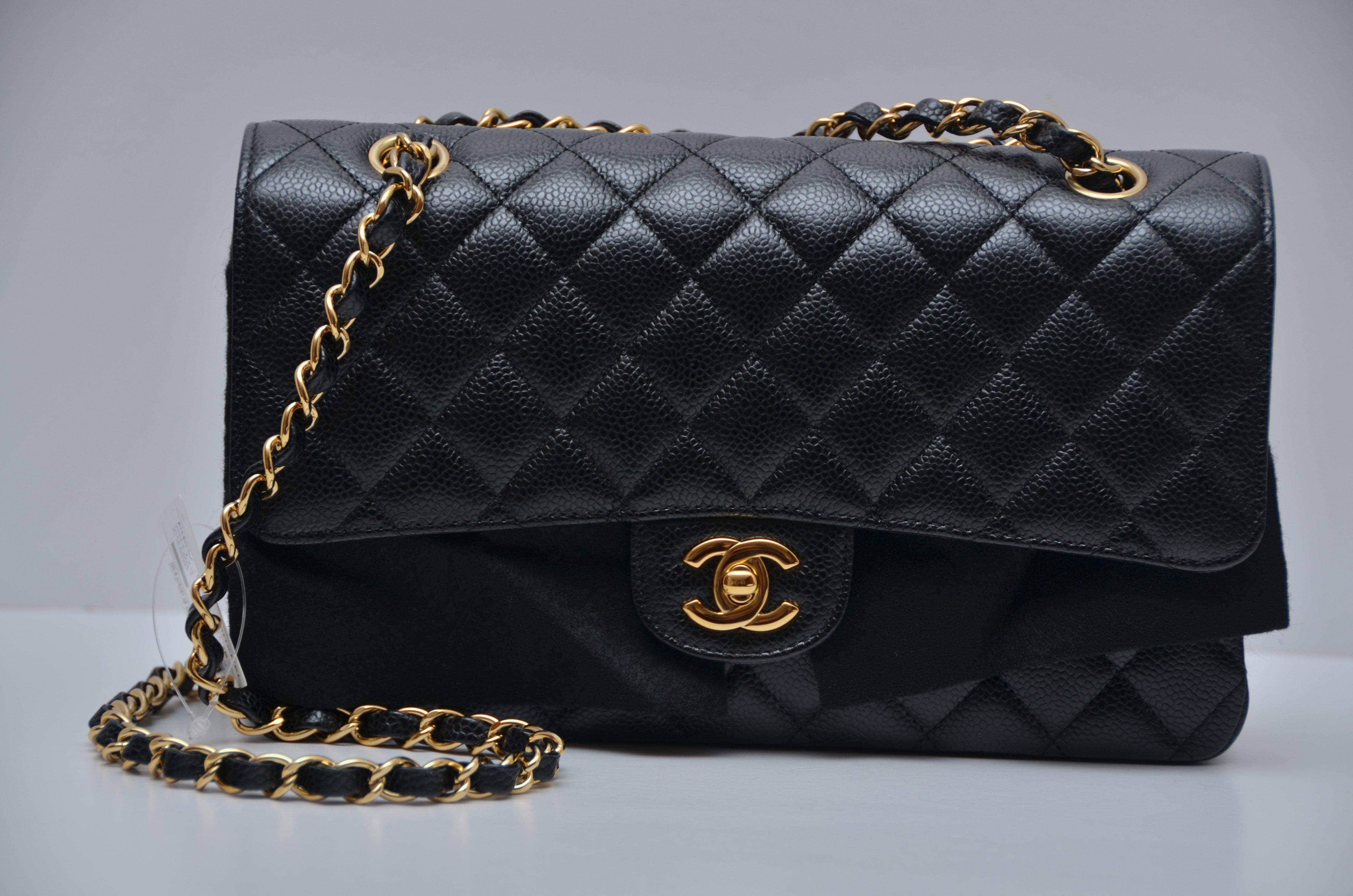 CHANEL Classic Double Flap Medium Shoulder Bag Black Caviar BRAND NEW With T GHW 2
