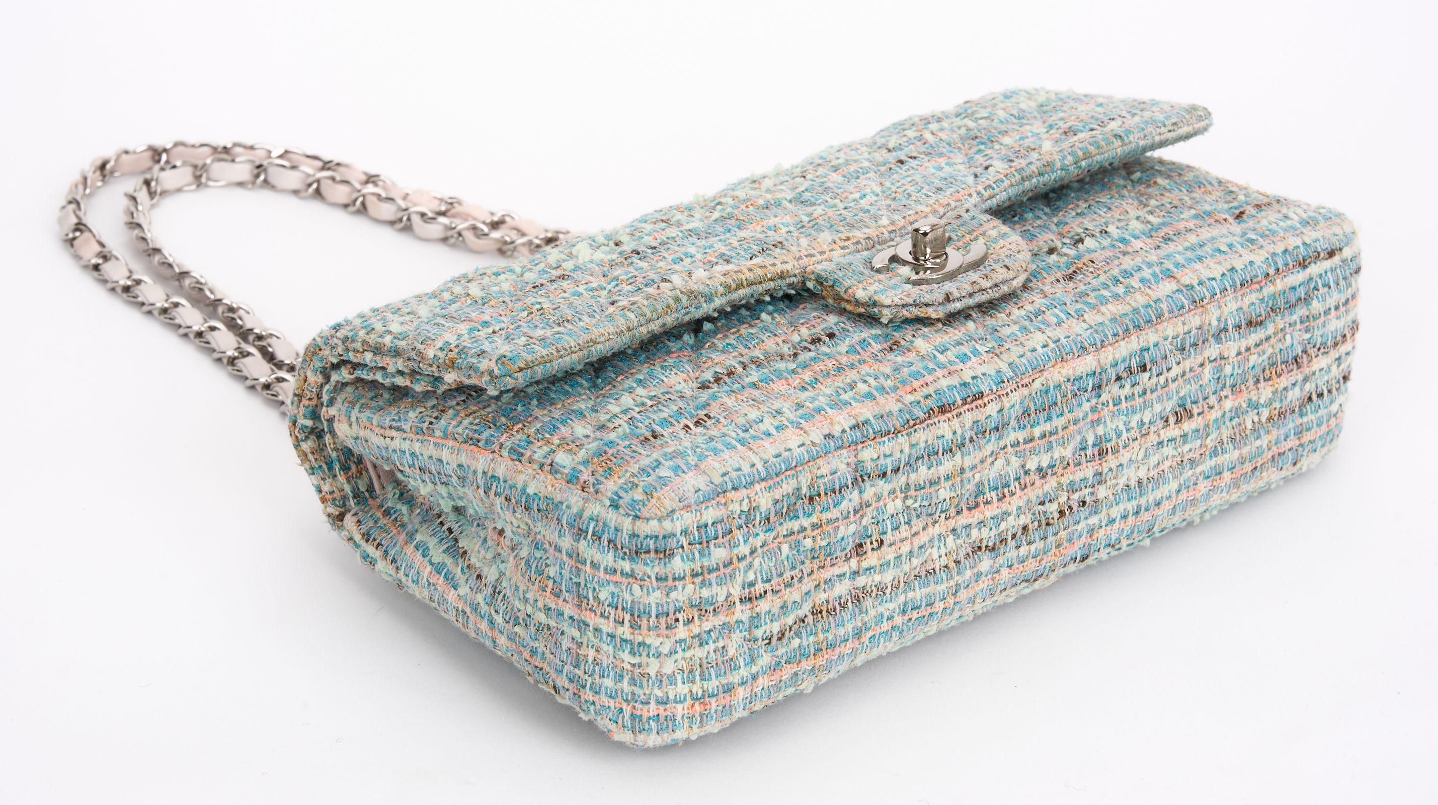 Women's Chanel Classic Double Flap Quilted Tweed For Sale