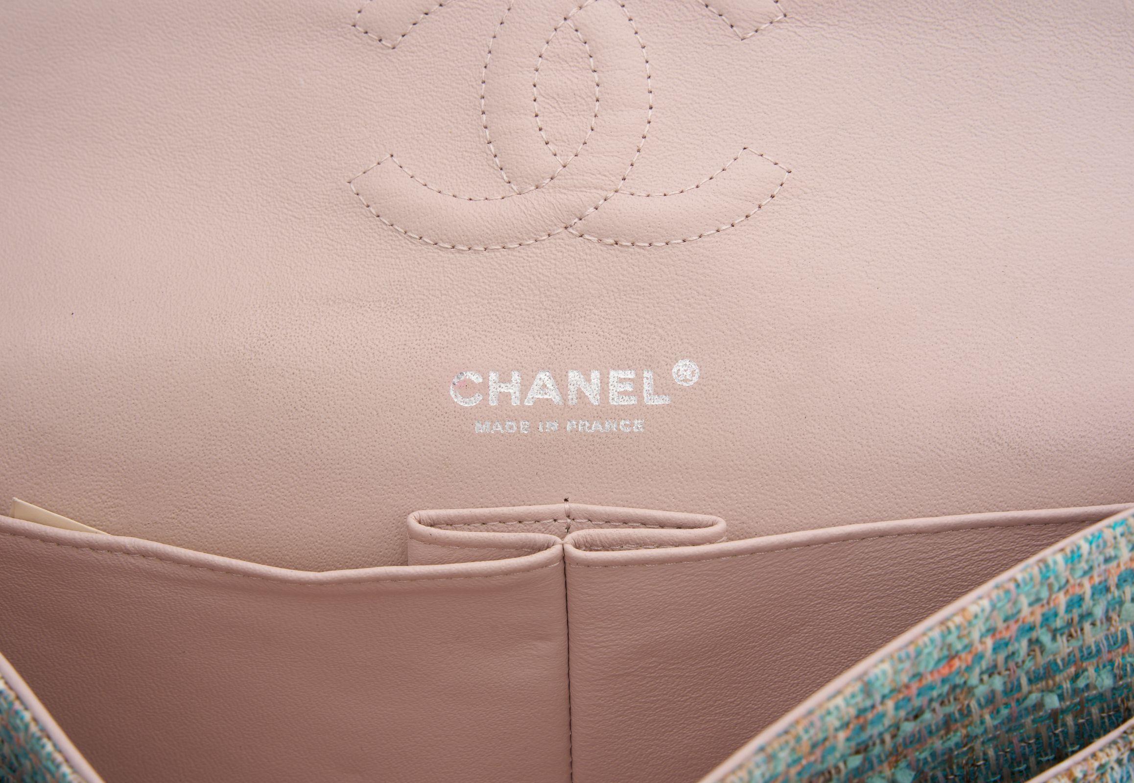 Chanel Classic Double Flap Quilted Tweed For Sale 2