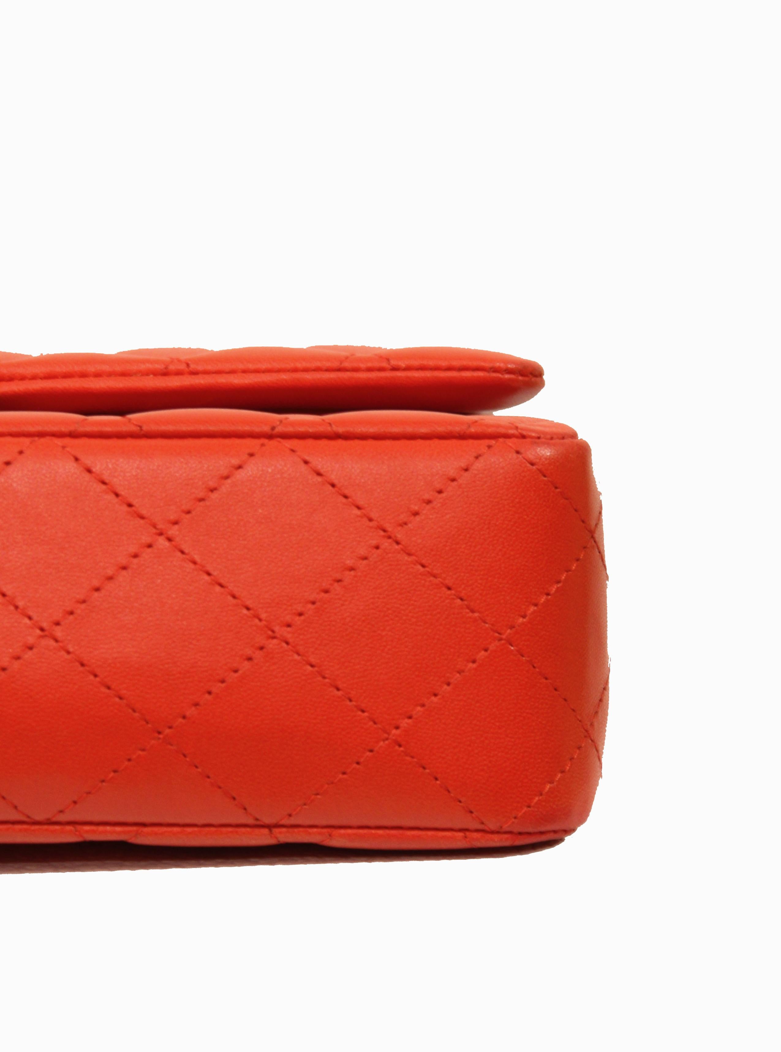 Chanel Classic Double Flap Red Lambskin Leather Bag 3