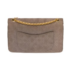 Chanel Classic double flap shoulder bag in brown quilted suede, GHW