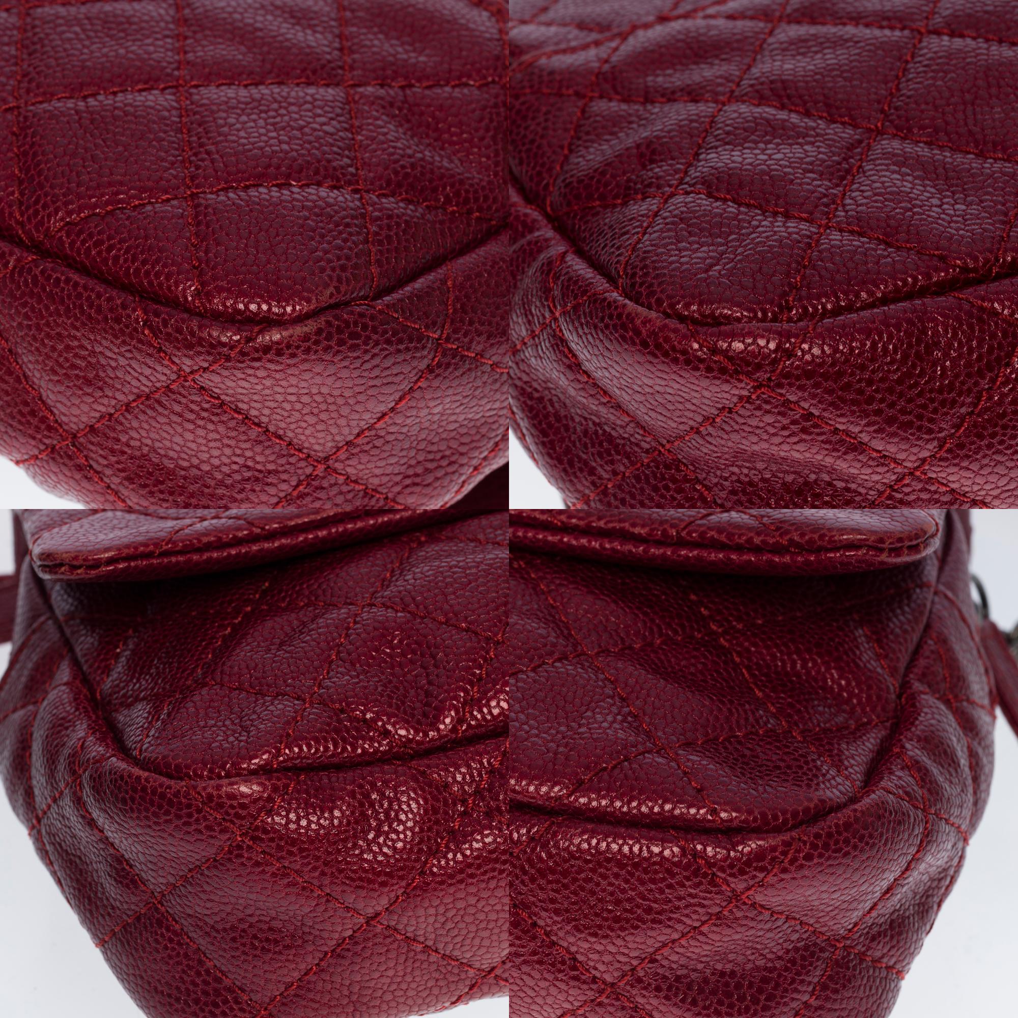 Chanel Classic Double flap shoulder bag in red caviar quilted leather, SHW 6