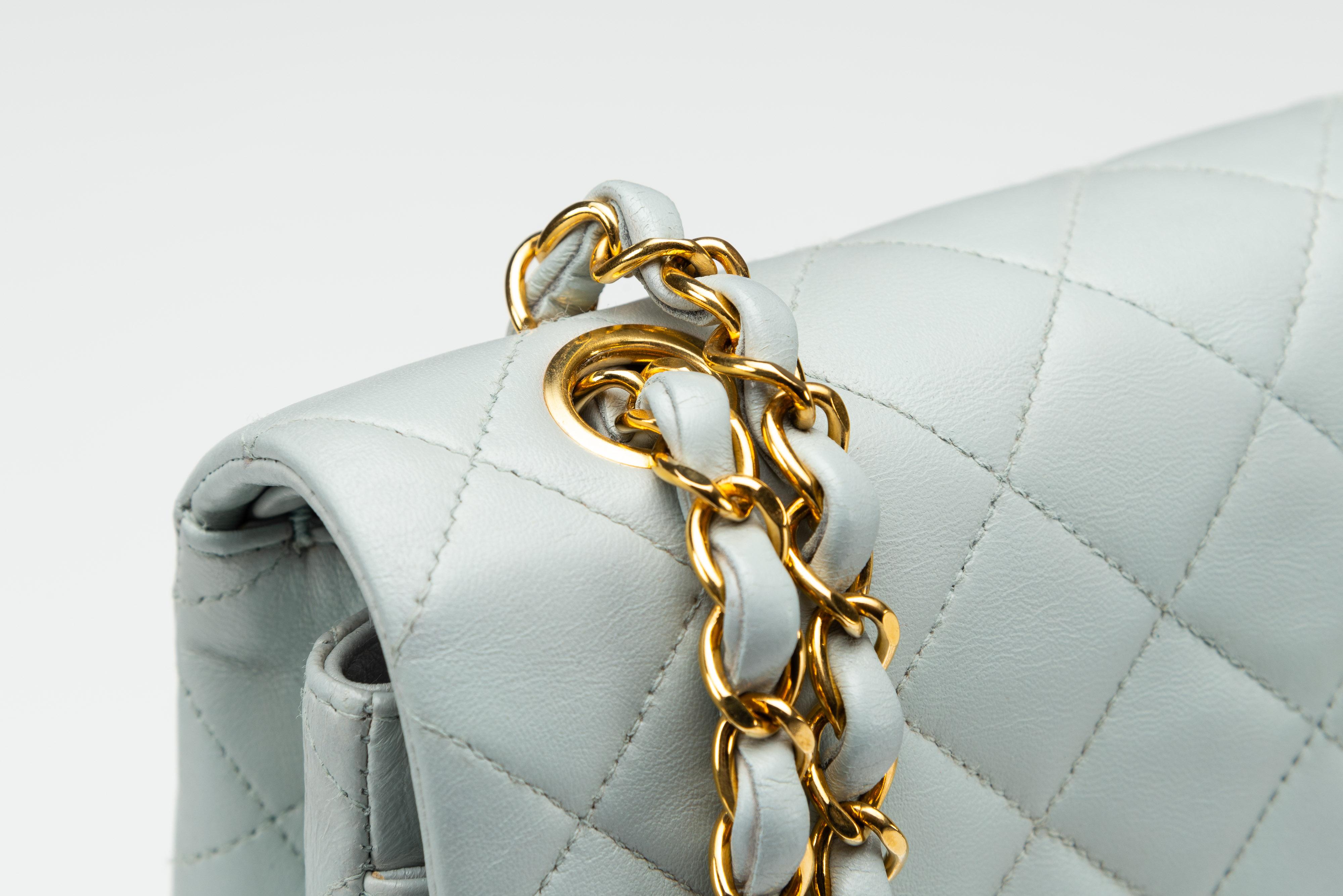 Chanel Classic Double Flap Small Baby Blue 24k GHW Rare 6